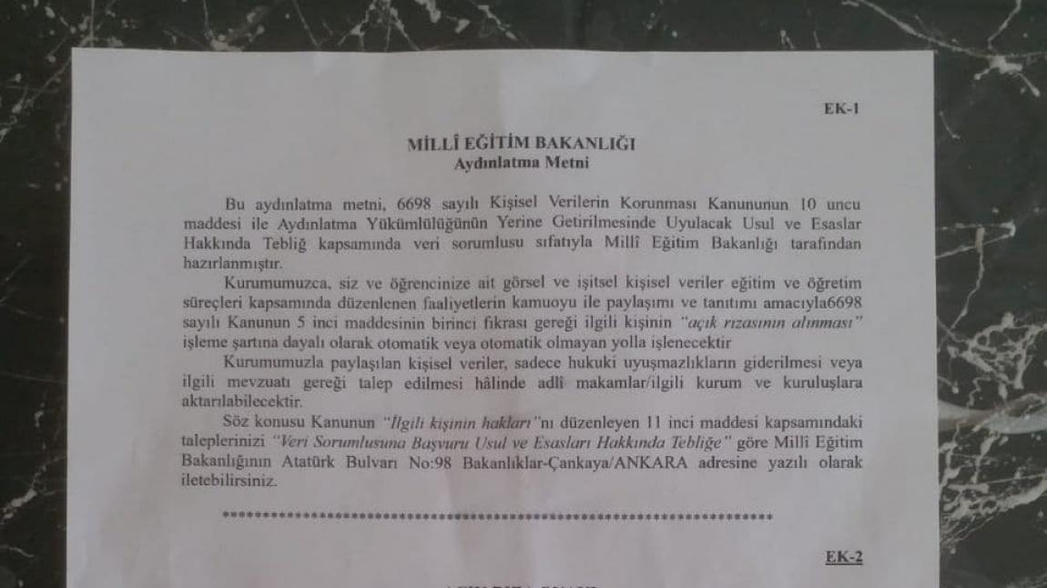 KİŞİSEL BİLGİLERİN KORUNMASI 